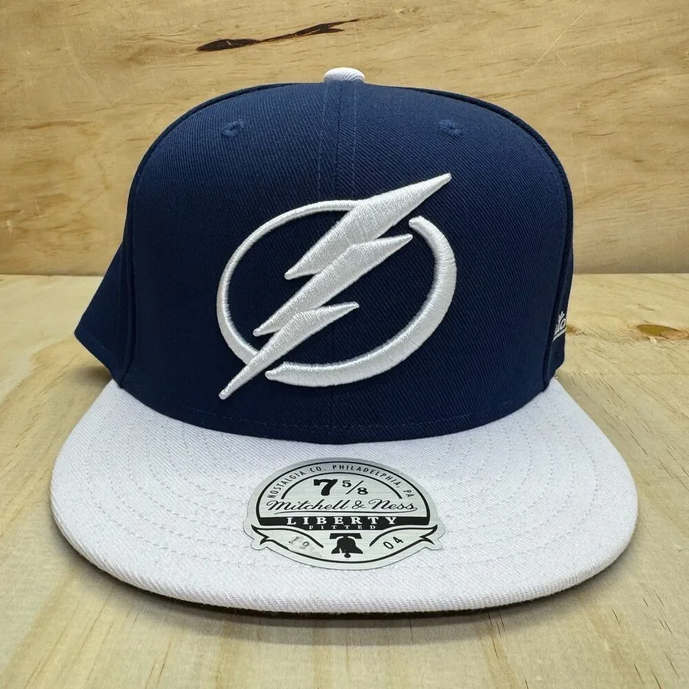 NEW Tampa Bay Lightning Mitchell Ness 2 Tone Liberty Fitted Cap Hat sz 7 5/8